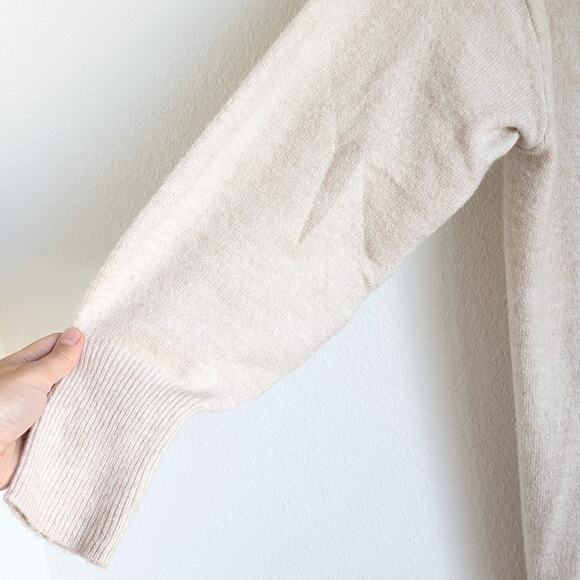 H&M HM Beige Wool Blend Open Front Long Sleeve Long Cardigan, size M - Picture 4 of 8